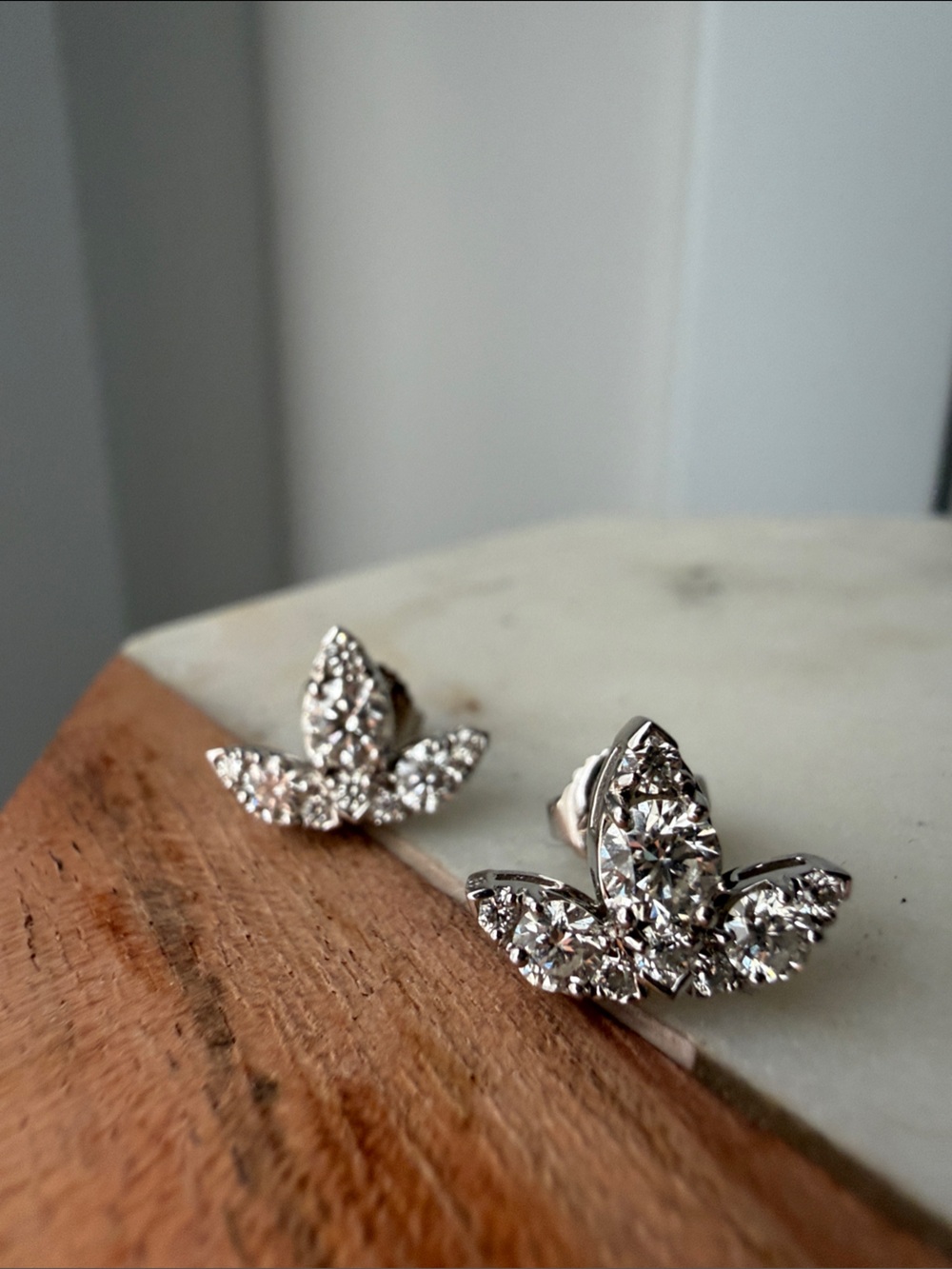Hearts on Fire Silver Crystal Petal Stud Earrings - White